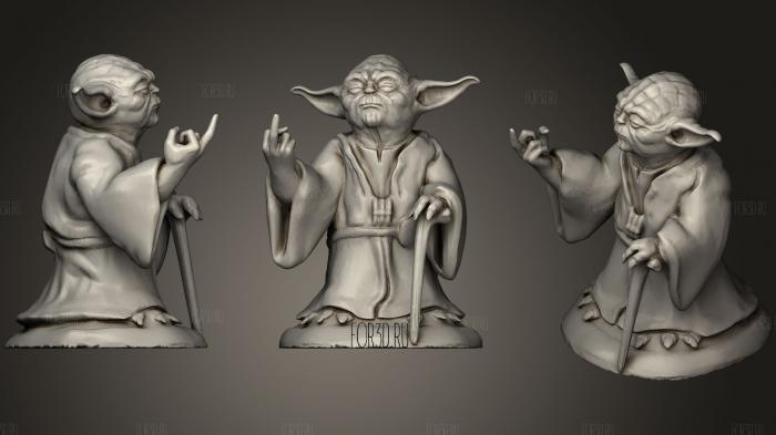 Middle Finger Yoda stl model for CNC